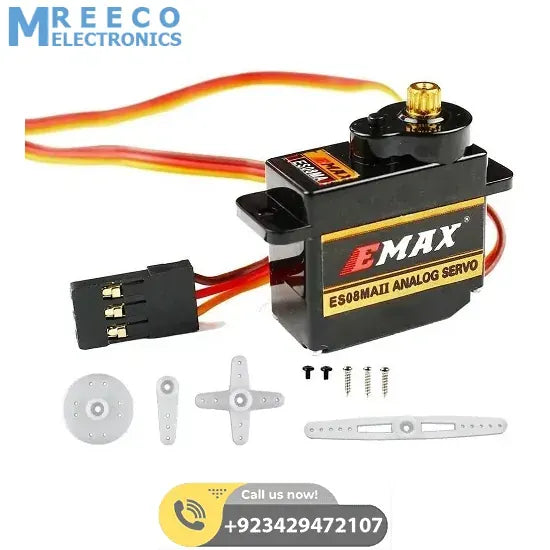 EMAX Mini Analog Metal Gear Servo Motor Set ES08MA - Front View
