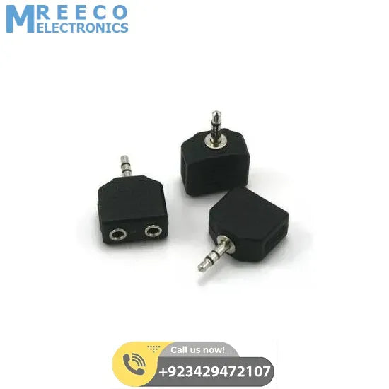 Headphone Jack Splitter 3.5mm Jack Plug to 2x 3.5mm Jack Sockets Stereo Adaptor Dual Splitter - Front View