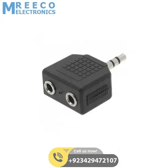 Headphone Jack Splitter 3.5mm Jack Plug to 2x 3.5mm Jack Sockets Stereo Adaptor Dual Splitter - Back View