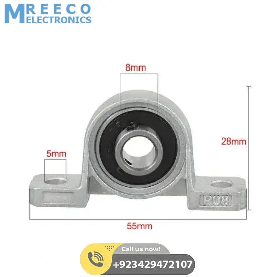 T8 Rod Holder 8mm Shaft Mounting Bearing Motor Shaft Holder - Front View