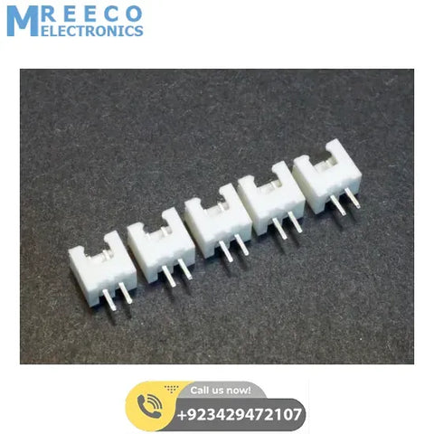 2 Pin 2.54mm JST XH Style PCB Mount Male Connector - Front View