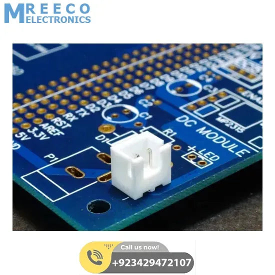 2 Pin 2.54mm JST XH Style PCB Mount Male Connector - Side View