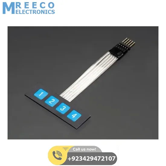 1x4 Keymatrix Key Matrix Membrane Switch Control Panel Keypad Keyboard - Front View