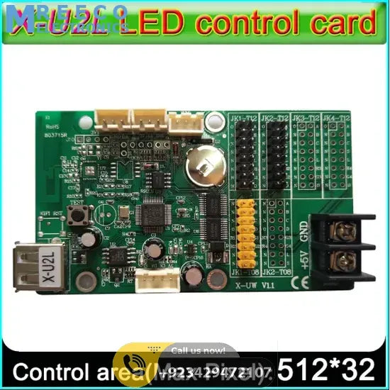 BX-U2L P10 led signs control card, P10 Display module control card,Single&double color advertising led panel Controller - Front View