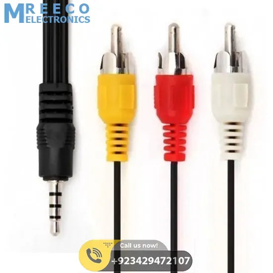 RCA Male to 3.5mm Male Jack Composite Audio Video A/V Cable IN PAKISTAN - Front View
