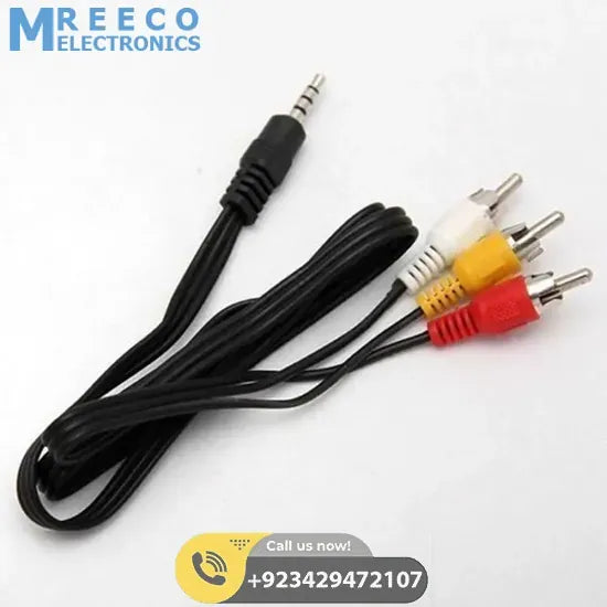 RCA Male to 3.5mm Male Jack Composite Audio Video A/V Cable IN PAKISTAN - Side View