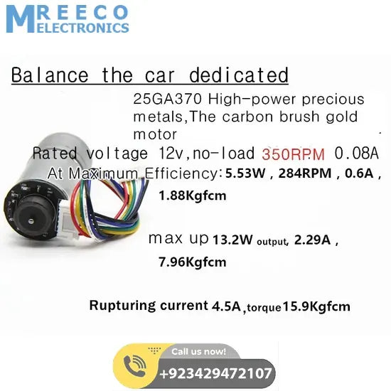 Self Balancing Robot Chassis With Wheel And Encoder Motors - Side View