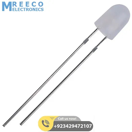 Diffused White LED 5mm In Oval Shape - Side View