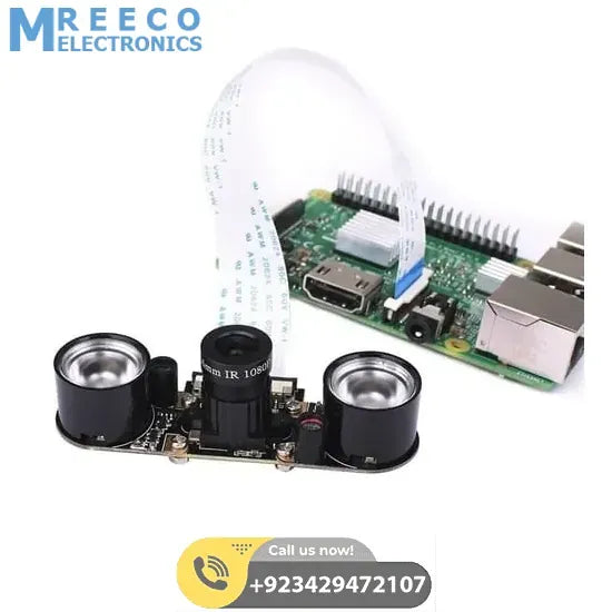 Night Vision 5MP Camera Module For Raspberry Pi With 2 IR LEDs - Side View