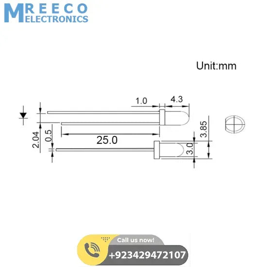 3mm Photodiode IR Infrared Receiver - Back View