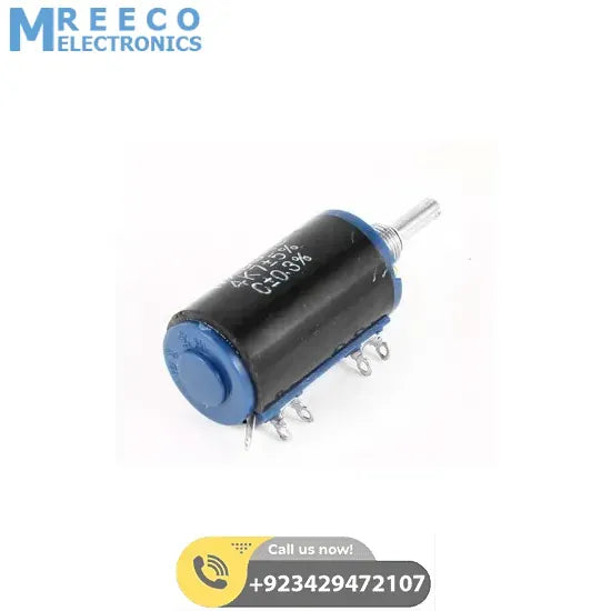 Sourcing Map WXD3-13-2W-10K ohm 2W 4mm Shaft Multi Turn Rotary Wire Wound Potentiometer - Back View