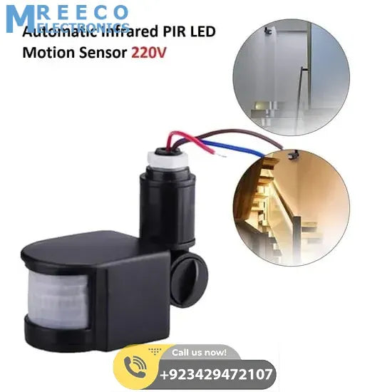 220V Automatic Infrared PIR LED Motion Sensor Detector Switch - Front View