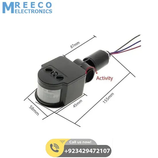 220V Automatic Infrared PIR LED Motion Sensor Detector Switch - Bottom View