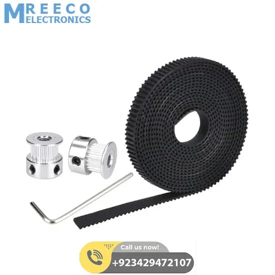 20 Teeth 8mm GT2 Pulley With 2 Meter Timing Belt For CNC 3D Printers - Front View