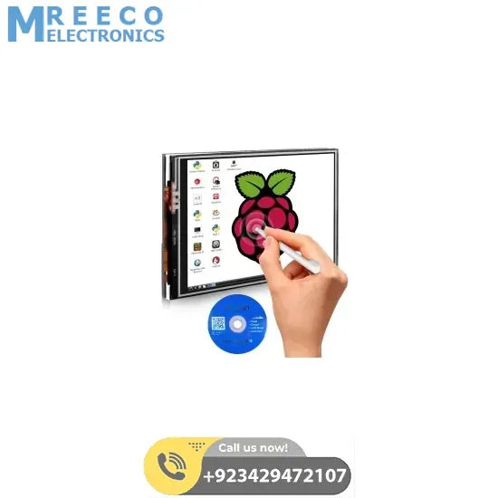 3.5 Inch 480x320 RGB TFT LCD Pixels Touch Screen with Touch Pen for Raspberry Pi - Front View