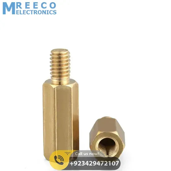 10mm+5mm M3 Male To Female PCB Spacer Brass PCB Standoff - Front View