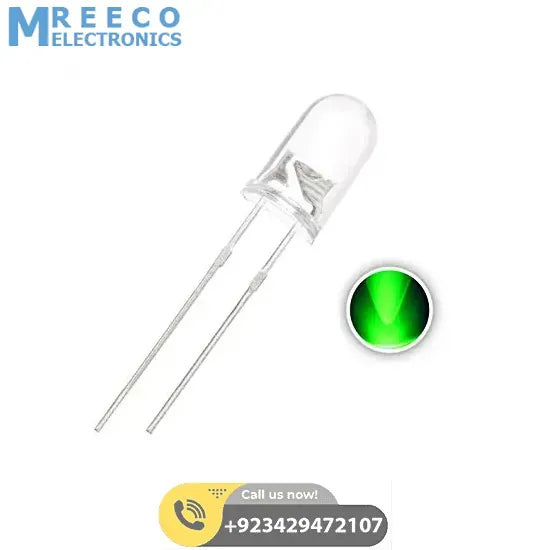 Crystal 5mm Green LED Light Emitting Diode - Front View