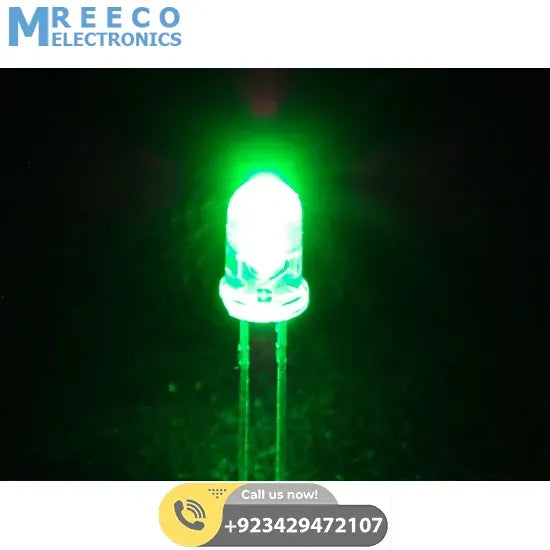 Crystal 5mm Green LED Light Emitting Diode - Side View