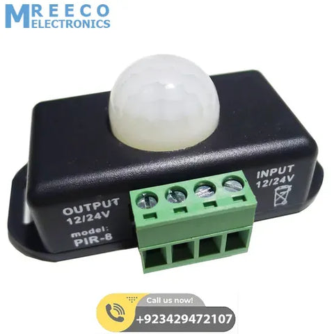 PIR8 Controller 12V 24V PIR Sensor LED Dimmer Switch Motion Timer Function Sign Control LED Strip Tape Lights in Pakistan - Front View
