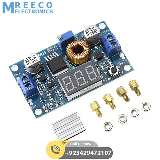 Adjustable Step Down Power Supply Module with Voltmeter Display XL4015 - Side View