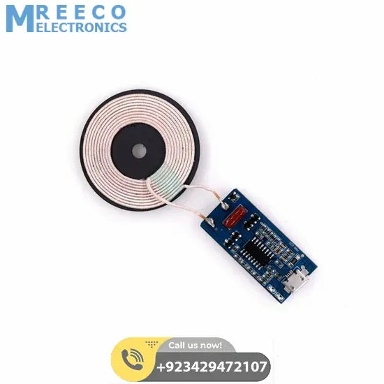 Qi DIY Wireless Charger Module Transmitter PCBA Circuit Board with DIY Coil - Side View