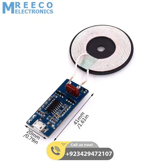 Qi DIY Wireless Charger Module Transmitter PCBA Circuit Board with DIY Coil - Back View