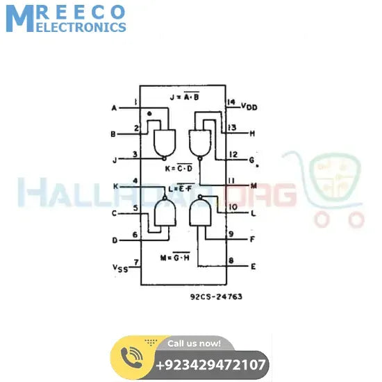 NAND Gate CD4011 IC CMOS Quad 2 Input NAND Gate - Back View