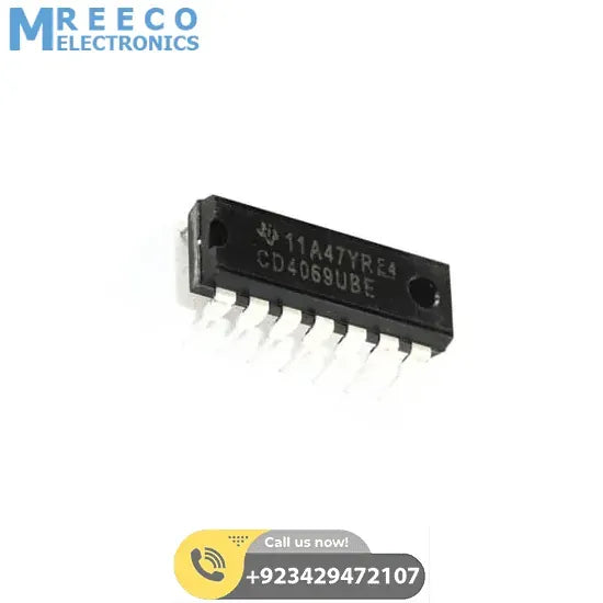 CD4069 Not Gate Hex Inverter IC DIP14 - Side View