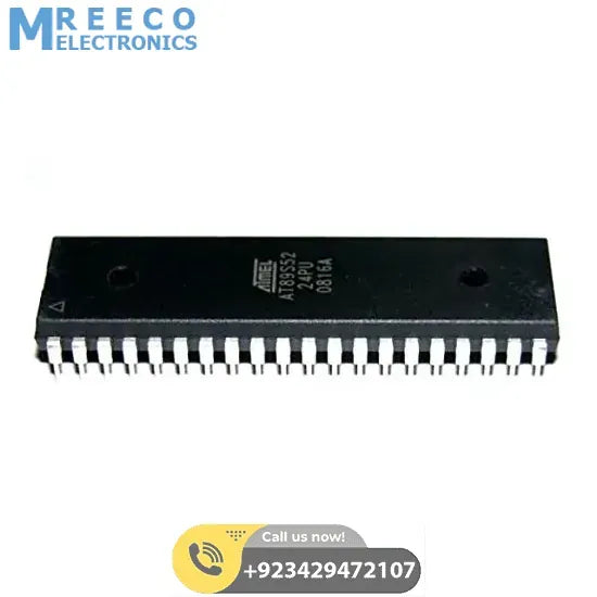 AT89S52 8052 IC DIP Mount 8 Bit Microcontroller - Front View