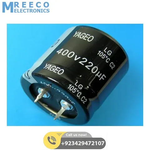 220uF 450V Polar Capacitor - Front View