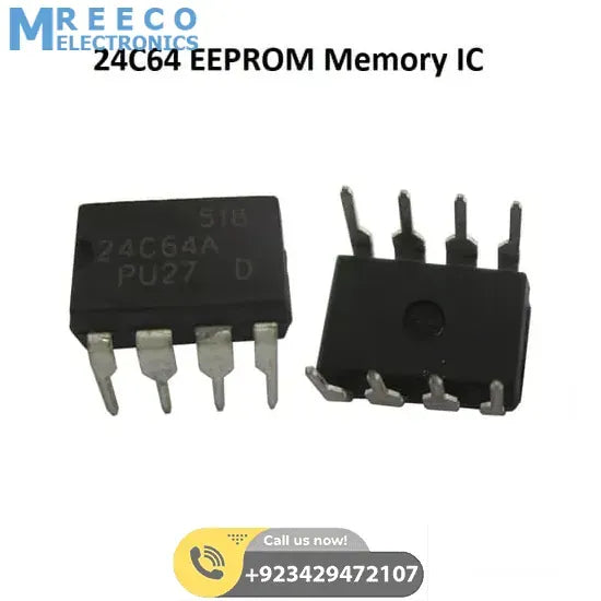 24C64 Serial EEPROM 64K Memory IC - Front View