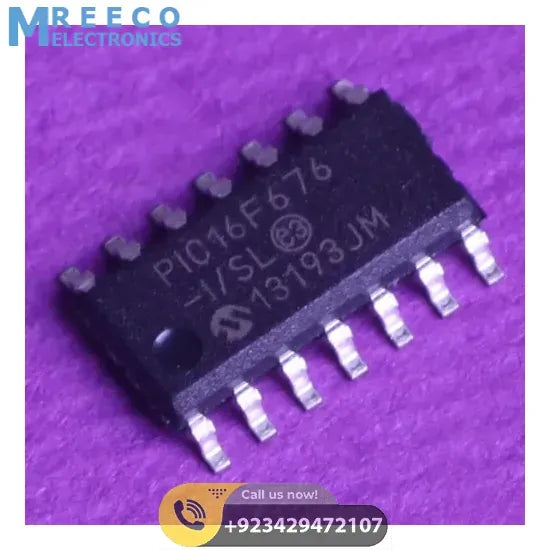 PIC16F676 SMD Version 14 Dip 8 Bit Microcontroller - Front View