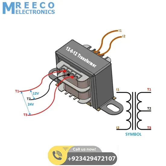 12v+12v 15A (AMP) Center Tapped Transformer In Pakistan - Side View