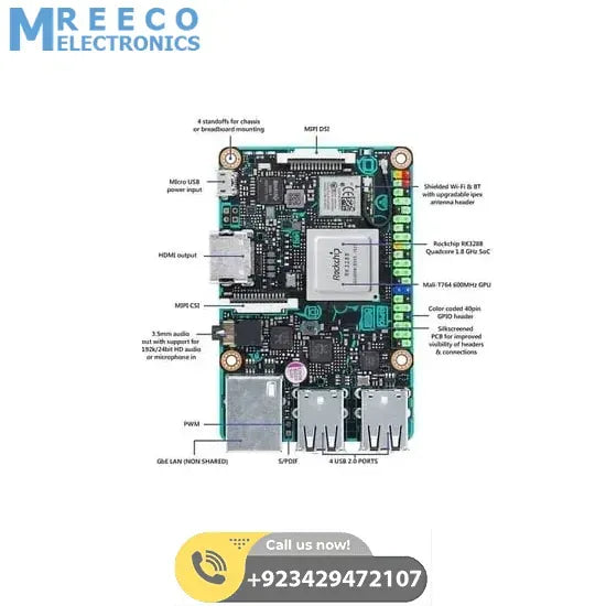 ASUS SBC 2GB Tinker Board Motherboard SoC 1.8GHz Quad Core CPU RK3288 - Back View