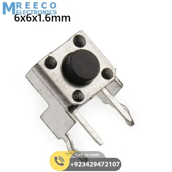 6x6x1.6mm Right Angle PCB Mini Momentary Tactile Push Button Switch - Front View