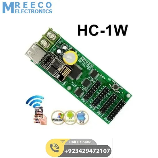 Full Color LED Display Control Card HC-1W Wifi And Android APP support display Controller With 4*hub75b - Front View