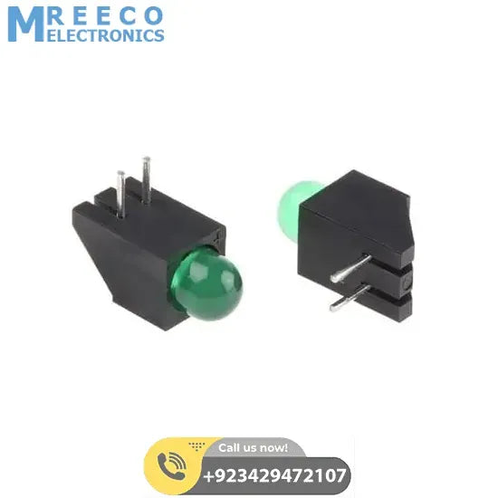 3mm Right Angle Green LED Indicator Holder - Front View