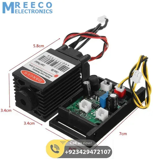 Focusable 1W or 1000mw 450nm Infrared IR Laser Diode Dot Module - Back View