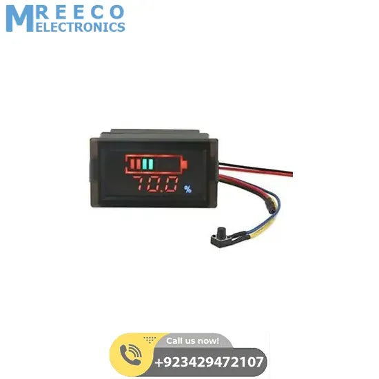 DSN VQ128 12 V Lead-Acid Lithium Battery Indicator LED Water-Resistant LED Digital Battery Capacity Monitor Voltage Meter Battery Tester - Front View