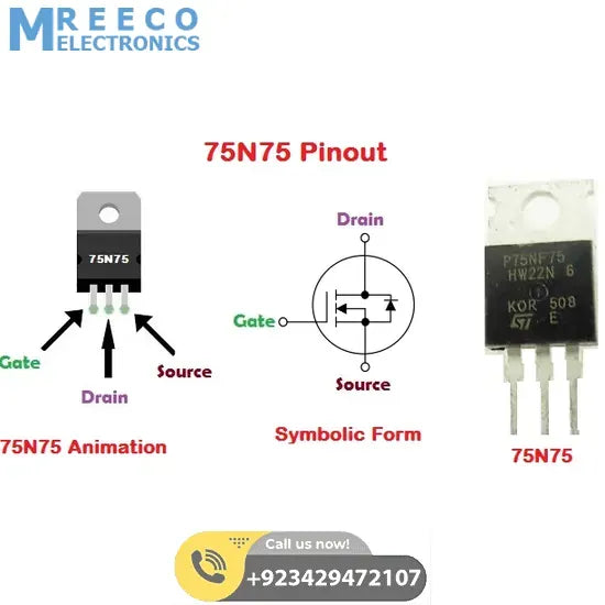 75N75 Power Mosfet - Side View