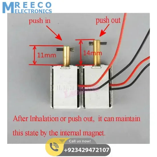 DC 6-12V Bidirectional Self-retaining Solenoid Push Pull Electromagnet PJT-01D - Front View