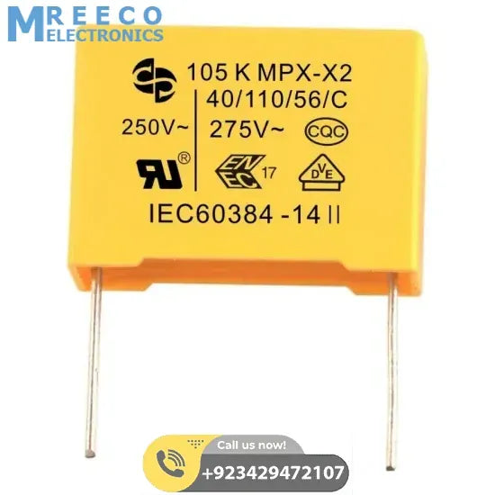 1uF/275V Non Polar capacitor (105 /275v Film capacitor ) - Front View