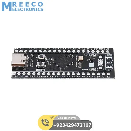 STM32F401 256KB ROM Black Pill Development Board - Side View