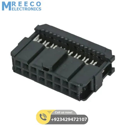 2.54mm 16 Pin Female FRC/IDC Press Mount Flat Ribbon Cable Connector - Front View