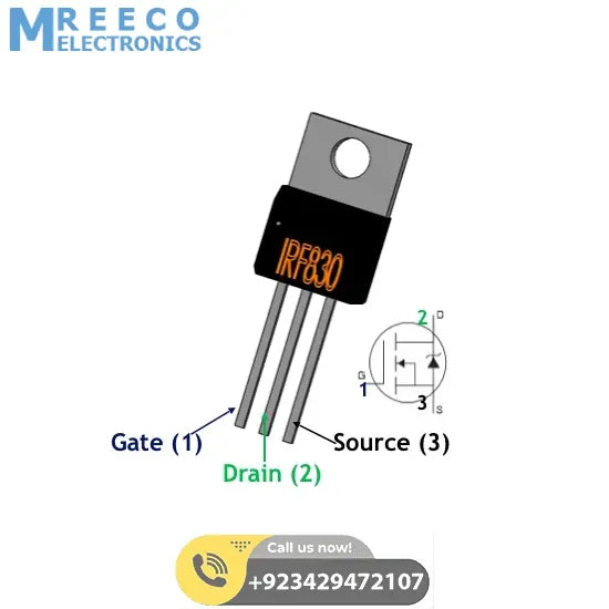 IRF830 N-CHANNEL MOSFET - Side View