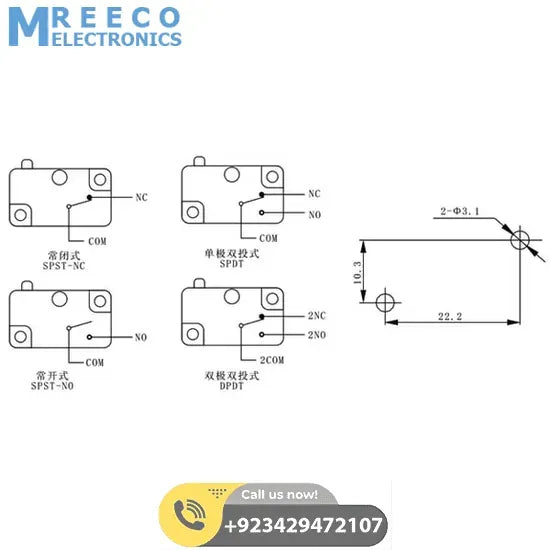 Limit Switch With Fitting - Side View