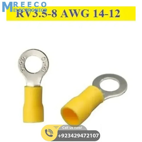 RV3.5-8 Ring Terminal Insulated Crimp Cable Wire Connector - Front View