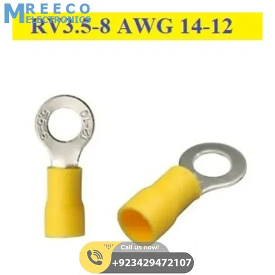 RV3.5-8 Ring Terminal Insulated Crimp Cable Wire Connector - Front View