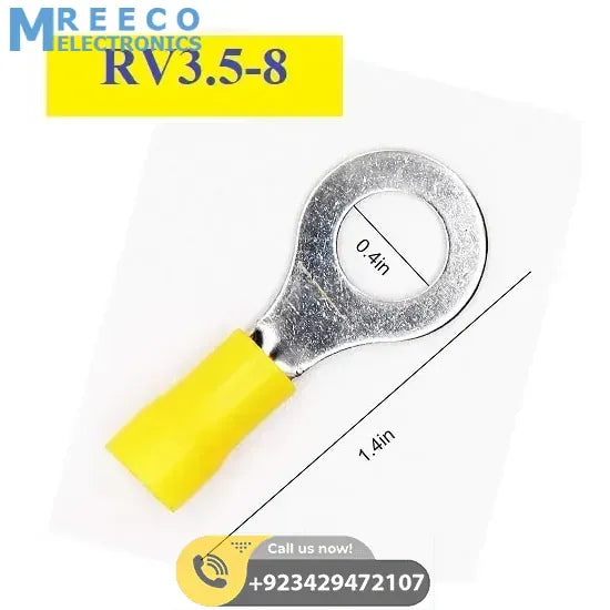 RV3.5-8 Ring Terminal Insulated Crimp Cable Wire Connector - Back View