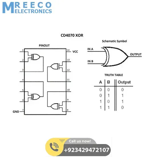 CD4070 Quad XOR Gate IC - Side View